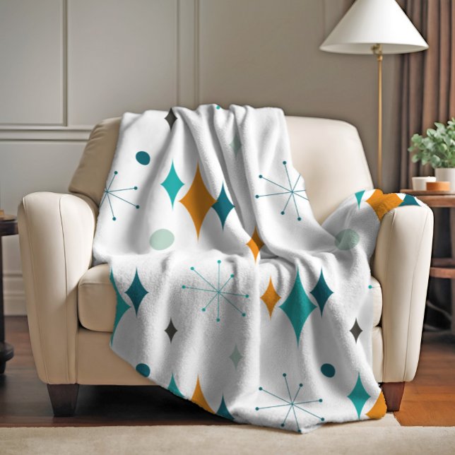 Starburst Mid Century Modern Pattern Fleece Blanket (Creator Uploaded)