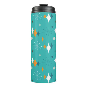 Starburst Mid Century Modern Pattern in Teal Thermal Tumbler