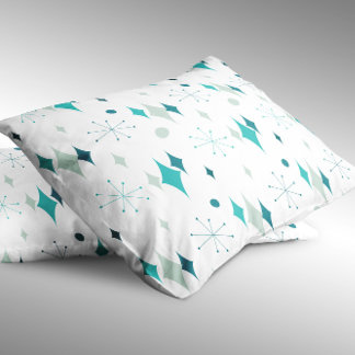 Starburst Mid Century Modern Pattern Teal Aqua Pillowcase