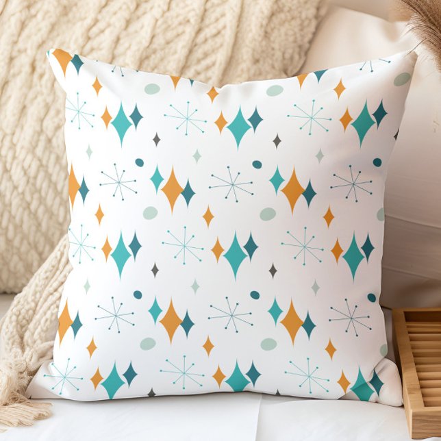 Starburst Mid Century Modern Pattern Throw Pillow (Creator Uploaded)