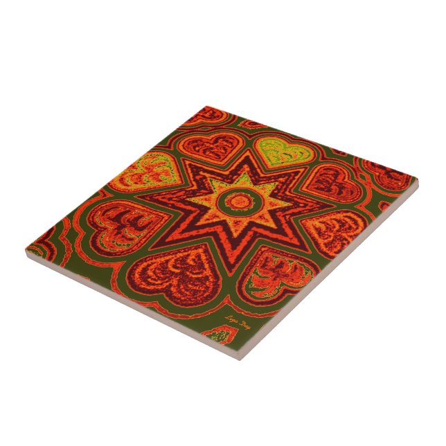 'Starburst of Love' Trivet/Tile Tile (Side)