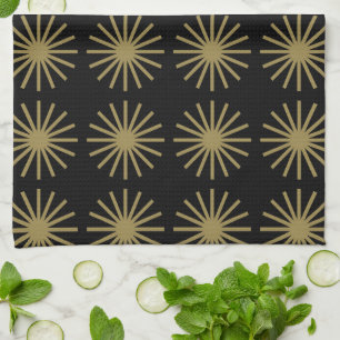 Starburst Pattern Gold & Linen White Kitchen Towel