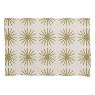 Starburst Pattern Gold & Linen White Pillowcase
