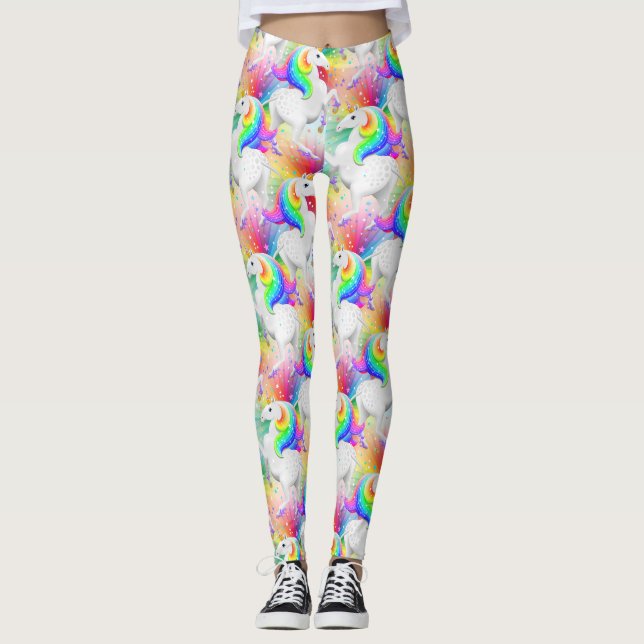 Starburst Princess Unicorn with Stars Leggings (Front)