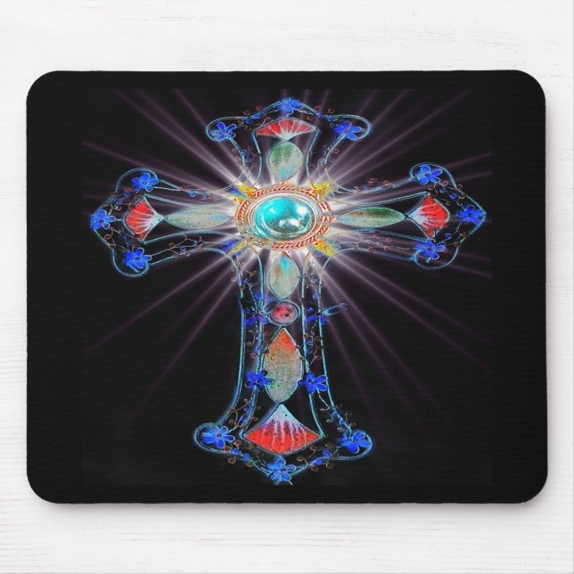 Starburst religious cross mouse pad (Front)