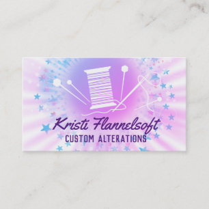 Starburst sewing notions seamstress alterations business card