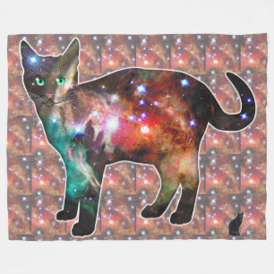 Starburst Space In Cat Fleece Blanket