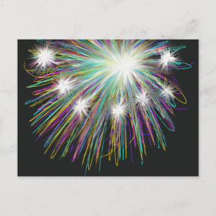 Starburst Stars Colourful Funky Space Neon Art Postcard