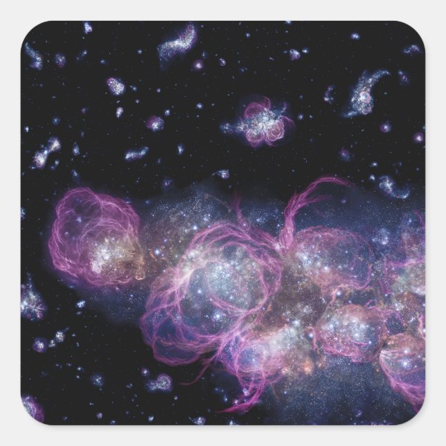 Starburst Stellar Fireworks Finale Outer Space Square Sticker (Front)