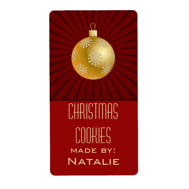 Starburst Stripes Ornament Baking Labels, Red (Front)