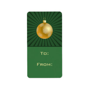 Starburst Stripes Ornament Gift Tag Labels, Green