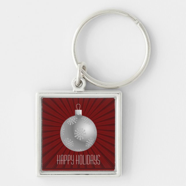 Starburst Stripes Ornament Keychain, Dark Red Keychain (Front)