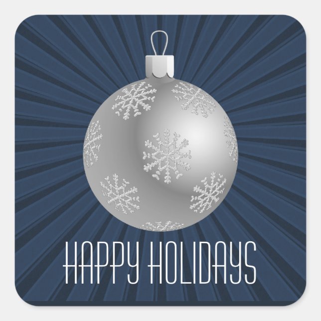 Starburst Stripes Ornament Stickers, Dark Blue Square Sticker (Front)