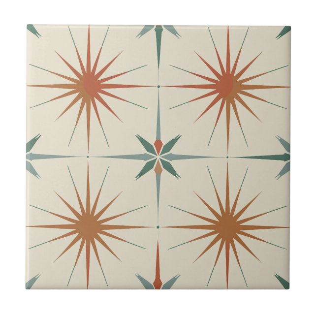 Starburst Teal Orange Brown Tile (Front)