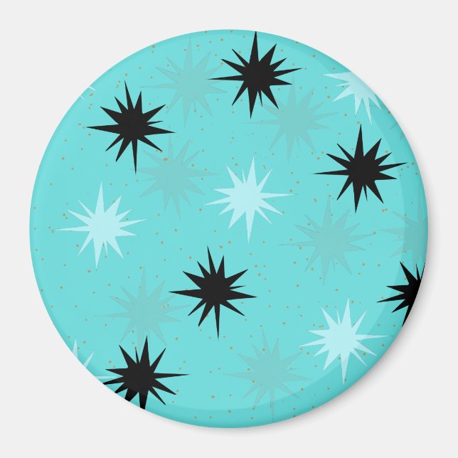 Starburst Turquoise atomique Magnet rond (Devant)