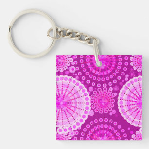 Starbursts and pinwheels, amethyst purple keychain