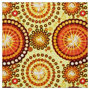 Starbursts and pinwheels, brown and yellow fabric
