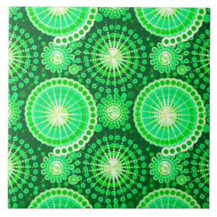 Starbursts and pinwheels, dark pine green tile