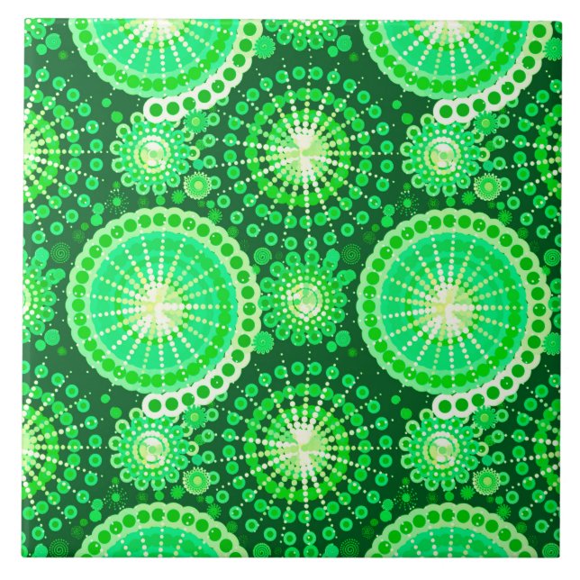 Starbursts and pinwheels, dark pine green tile (Front)