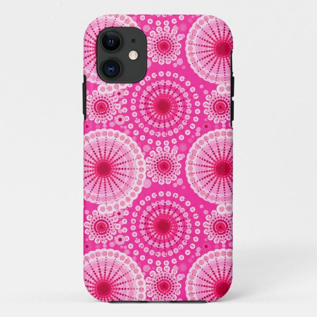 Starbursts and pinwheels, fuchsia pink & maroon Case-Mate iPhone case (Back)