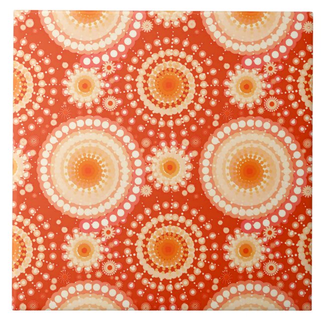 Starbursts and pinwheels, mandarin orange tile (Front)