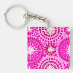 Starbursts and pinwheels, orchid and magenta keychain