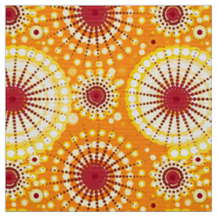 Starbursts and pinwheels, saffron and raisin fabric