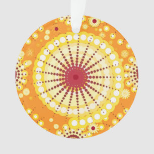 Starbursts and pinwheels, saffron and raisin ornament