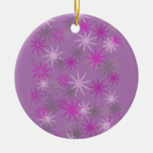 starbursts in pinks whimsical design fun ceramic ornament
