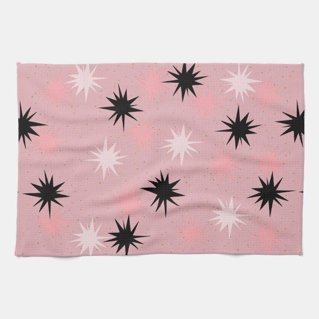 Starbursts Rose Atomique Serviette de cuisine (Horizontal)