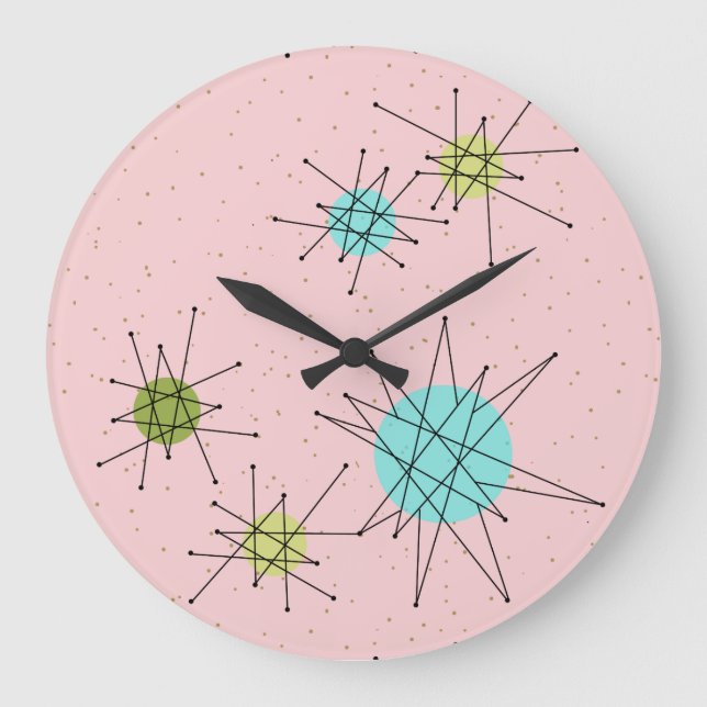 Starburts atomiques rose Iconique Horloge Mur Acry (Recto)