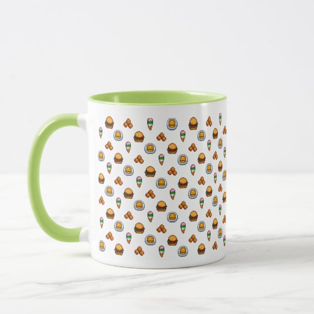 Stardew Valley patterned snacks burger ice cream Mug (Left)