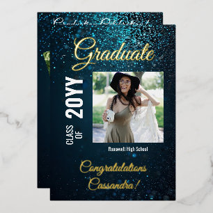 Stardust Blue Modern Square Photo Graduation Party