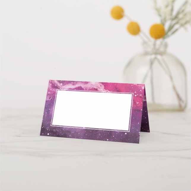 Stardust Cosmic Pink Wedding Place Card (Front)