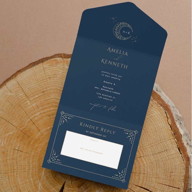 Stardust Monogramme Invitations de mariage (Créateur téléchargé)