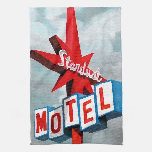 Stardust Motel Sign Kitchen Towel (Vertical)