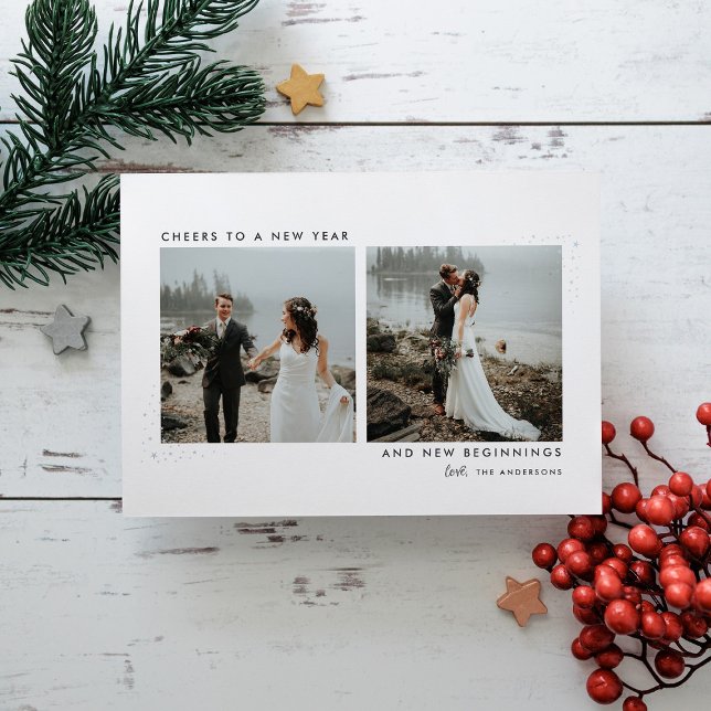 Stardust Newlyweds New Year Photo Card (Creator Uploaded)
