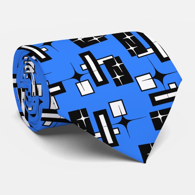 Stardust Retro Geometric Royal Two-sided Tie (Rolled)