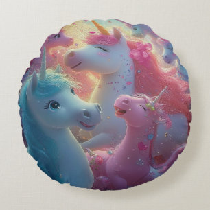 Stardust Unicorn Gala Round Pillow