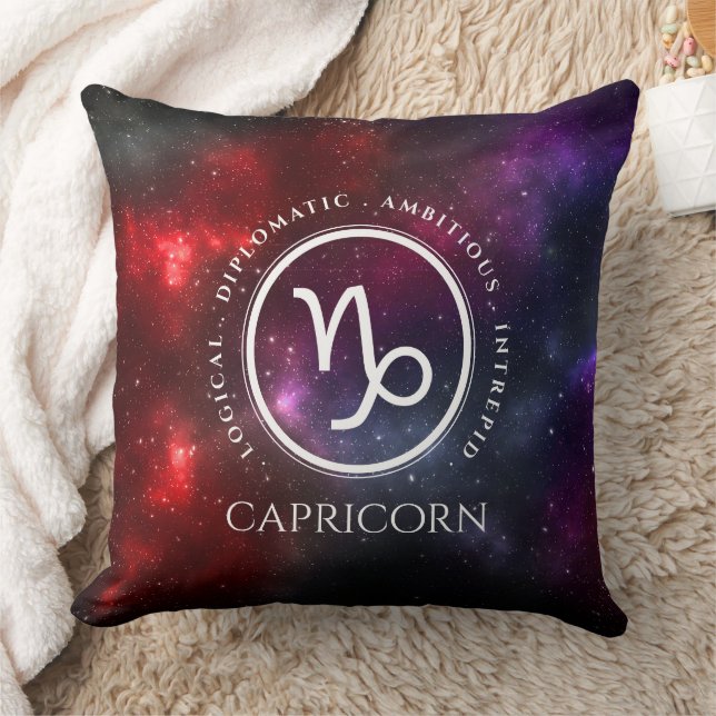 Starfield Capricorn Goat Western Zodiac Throw Pillow (Blanket)