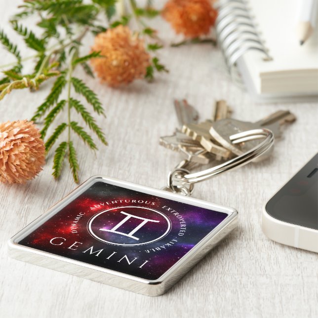 Starfield Gemini Twins Western Zodiac Keychain (Side)