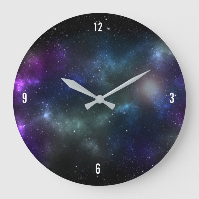 Starfield with Multicolored Cosmic Dust Large Clock (Front)