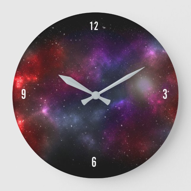 Starfield with Multicolored Cosmic Dust Large Clock (Front)