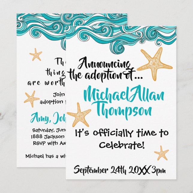 Starfish Adoption Party Announcement (Front/Back)