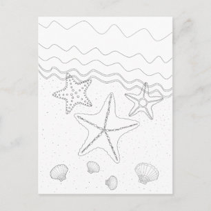 Starfish Adult Colouring Postcard
