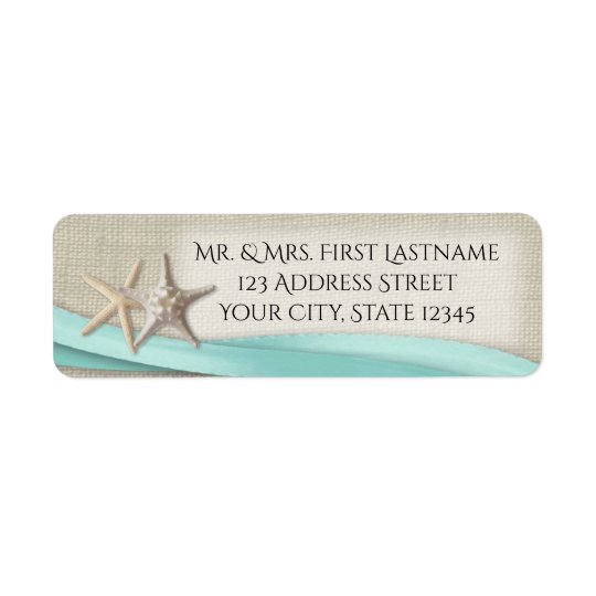 Starfish and Aqua Ribbon Return Address Label