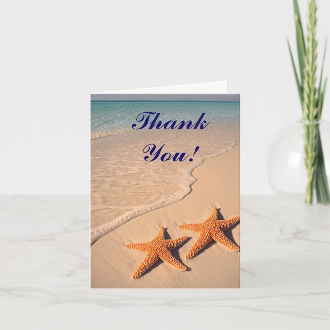 Starfish and Beach wedding Thank You notecards (Front)