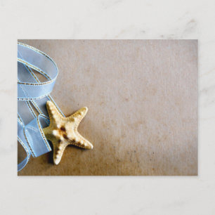 Starfish and blue ribbon postcard