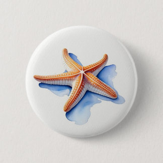 Starfish and Blue Silhouette 2 Inch Round Button
