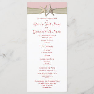 Starfish and Burlap Pink Beach Wedding Program